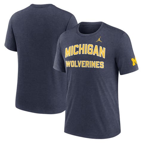 Men's Jordan Brand Heather Navy Michigan Wolverines Campus Collegiate Block Tri-Blend T-Shirt