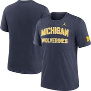 Jordan Brand Men's Jordan Brand Heather Navy Michigan Wolverines Campus Collegiate Block Tri-Blend T-Shirt