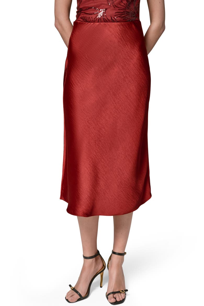 Satin Midi Skirt, Main, color, SUNBAKED