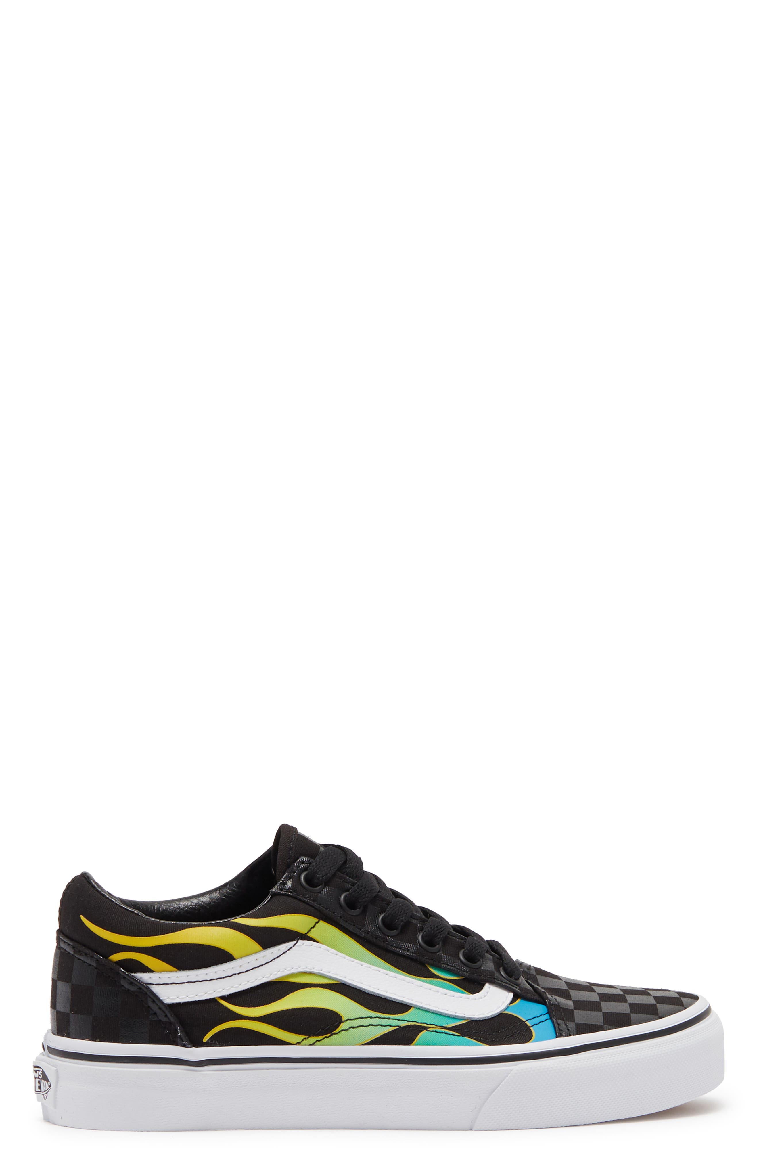 Old Skool Flow Flame Sneaker, Alternate, color, GLOW FLAME BLK/ TRUE WHT