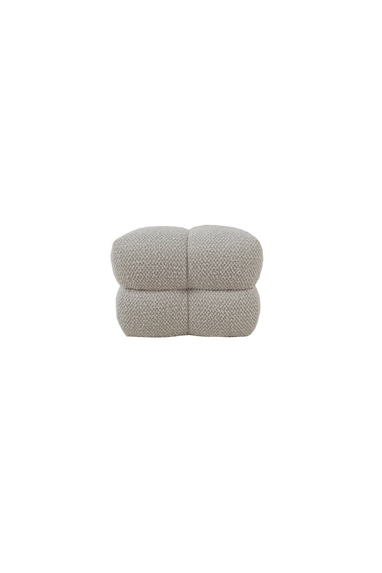 Bouclé Fabric Upholstered Ottoman, Beige, Main, color, Cream