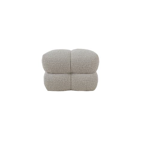 Bouclé Fabric Upholstered Ottoman, Beige