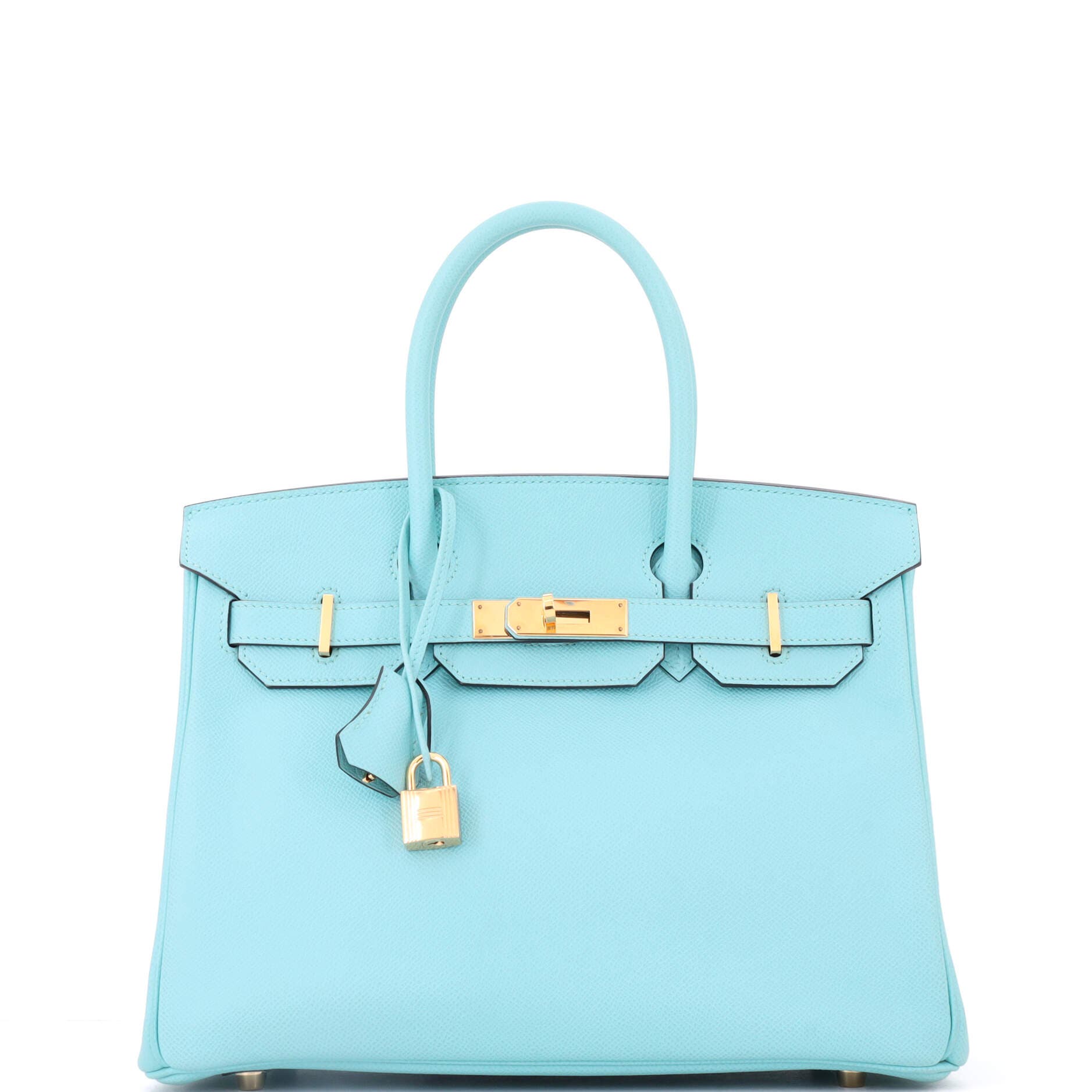 Birkin Handbag Blue Epsom with Gold Hardware 30, Main, color, Blue