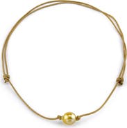 The Pearl Source Golden Baroque Pearl Leather Adjustable Necklace