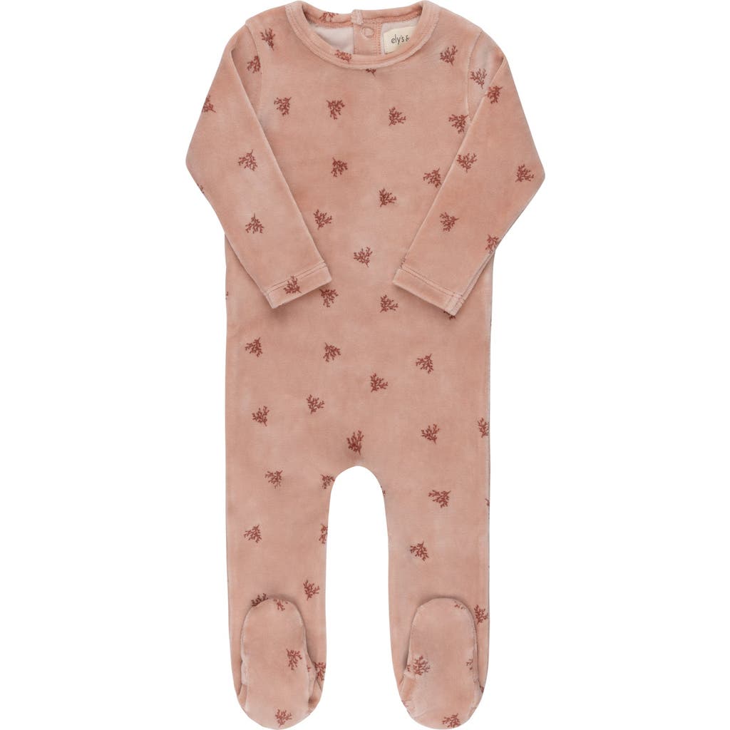 Ely's & Co. Velour Leaf Pattern Collection In Brown