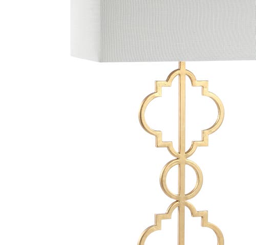 Jonathan Y Selina Iron Ogee Trellis Modern Led Table Lamp In Gold Leaf