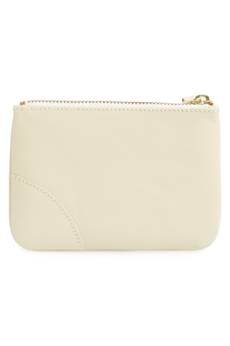 Small Classic Leather Zip-Up Pouch, Alternate, color, OFF WHITE