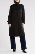 Lauren Ralph Lauren Faux Leather Trim Balmacaan Rain Coat