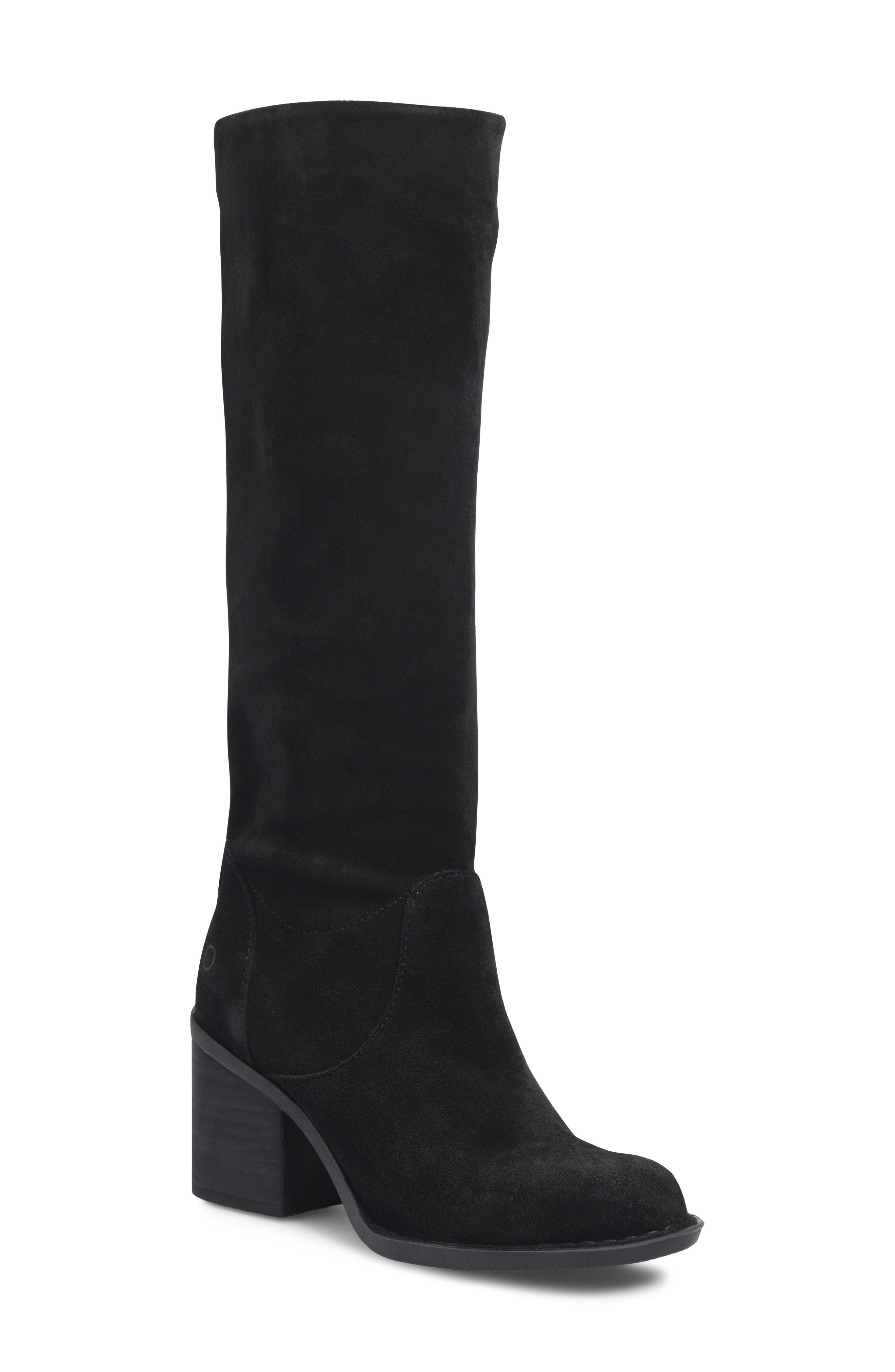 Børn Thea Knee High Boot, Main, color, Black Suede