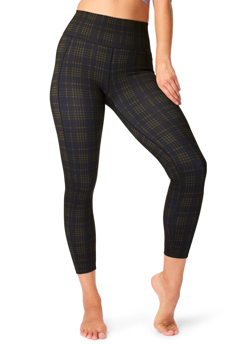 Super Sculpt Pocket 7/8 Leggings, Main, color, GREEN CHECK PRINT