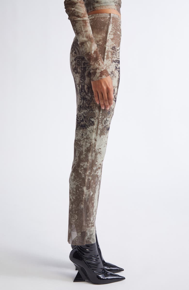 Jean Paul Gaultier Medallion Print Mesh Maxi Skirt, Alternate, color, Light Beige/ Taupe