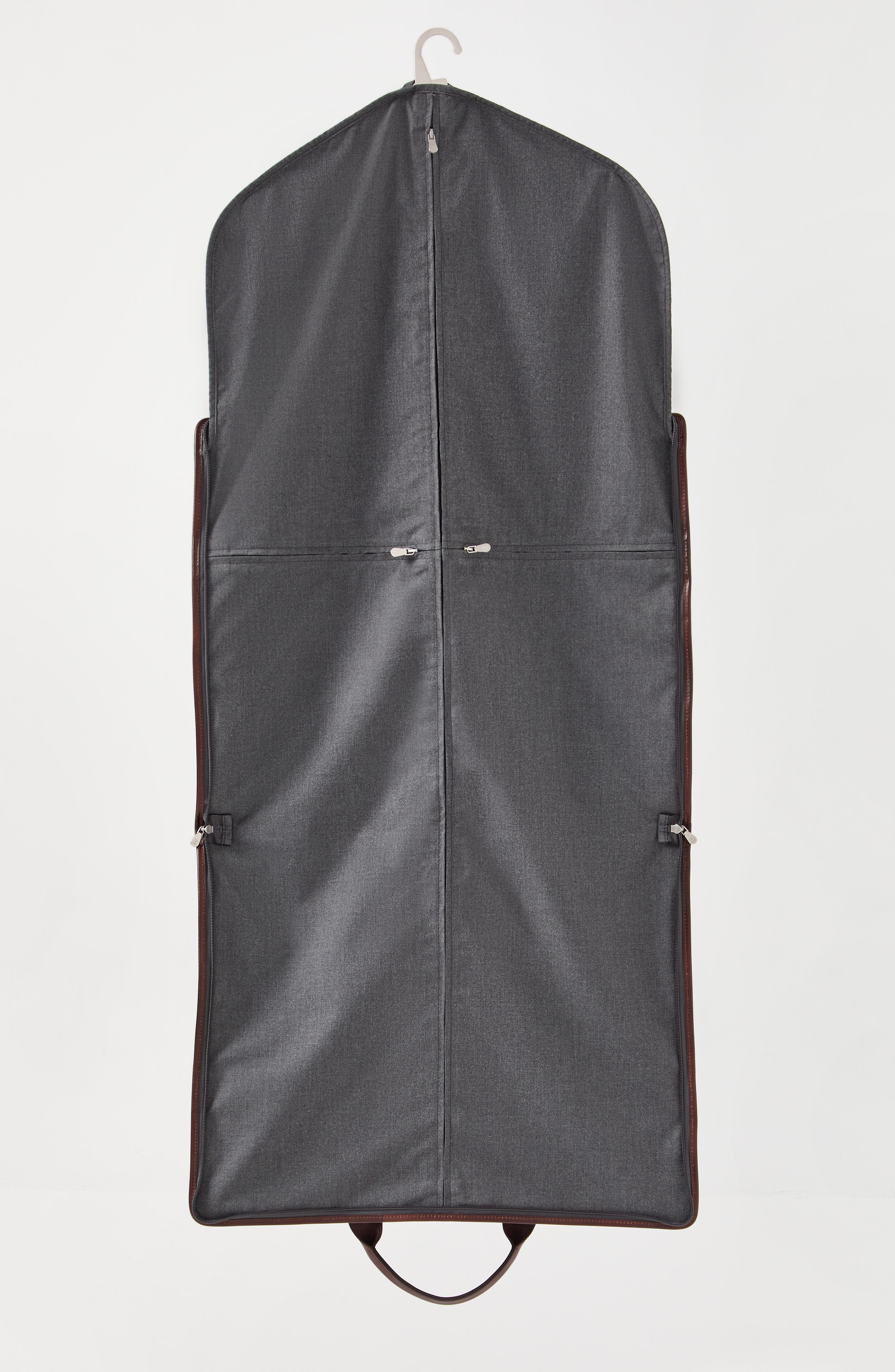 Brunello Cucinelli Calfskin suit carrier, Alternate, color, Dark Grey