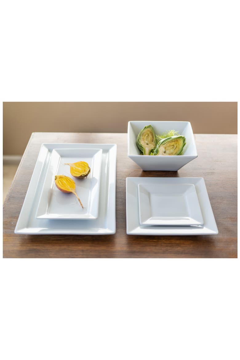Set of 2 Rectangular Platters, Alternate, color, WHITE