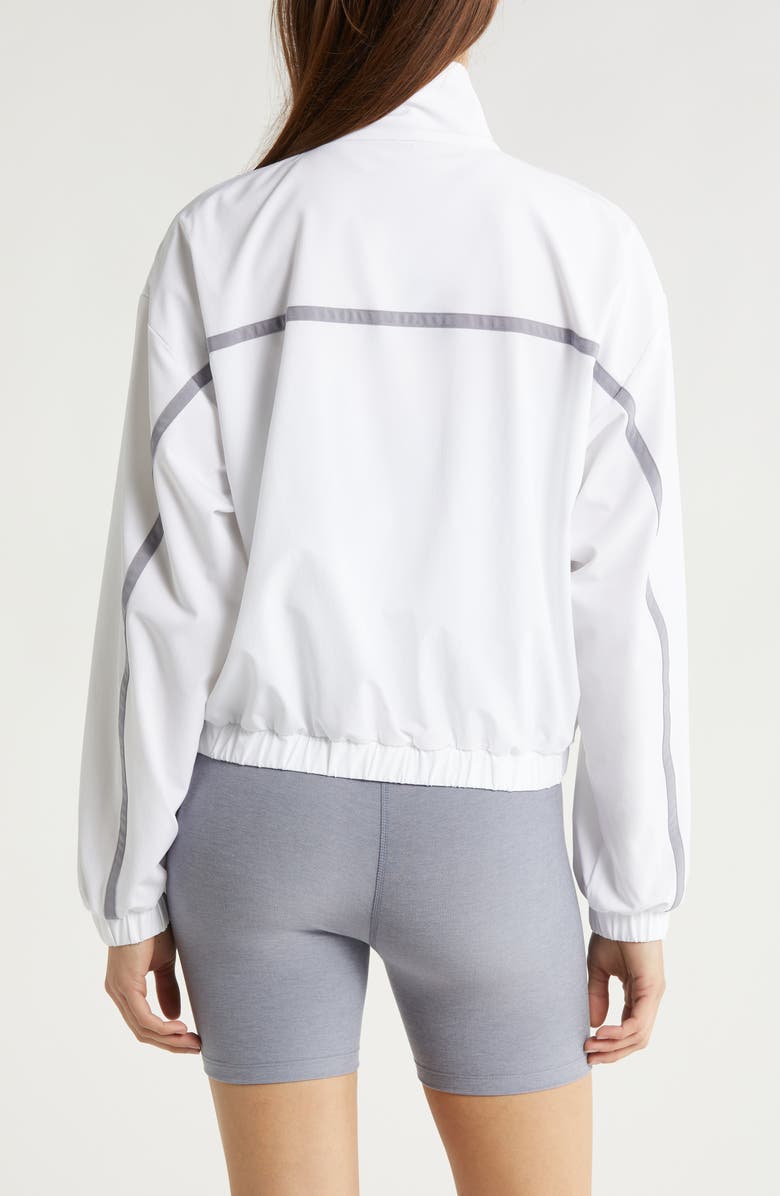 Beyond Yoga Go Retro Track Jacket, Alternate, color, True White/Cloud Gre