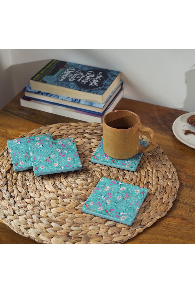 Aqua Flora Coasters, Alternate, color, Aqua Flora