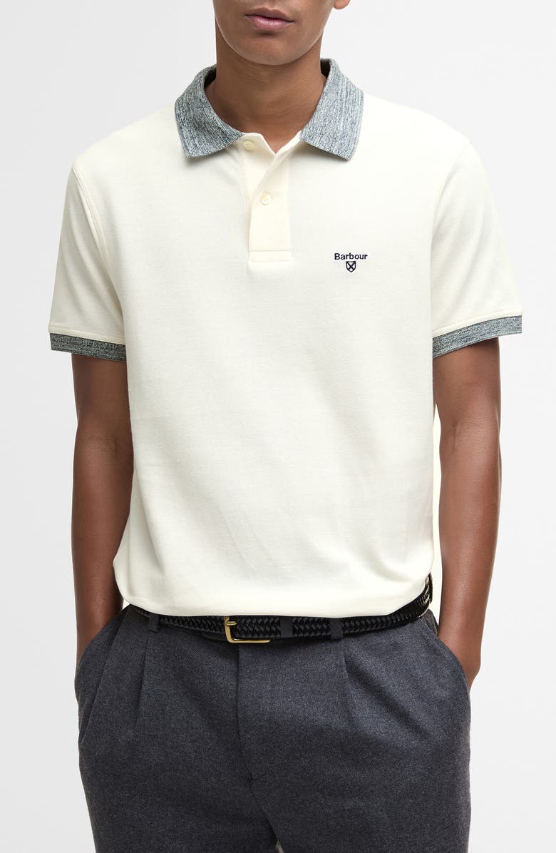 Barbour Marlton Tailored Fit Polo, Main, color, Whisper White