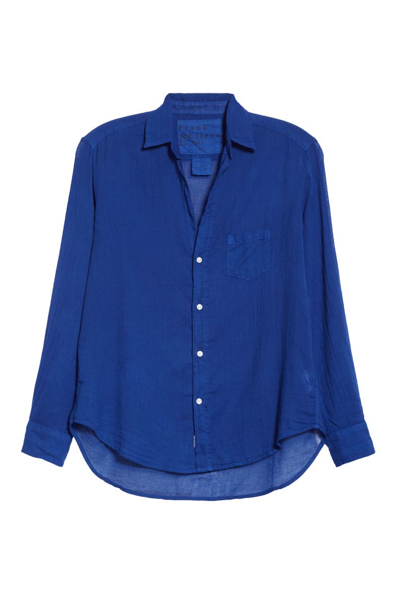 Eileen Tissue Button-Up Shirt, Alternate, color, COBALT VOILE