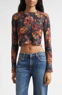R13 Floral Cashmere Crop Sweater