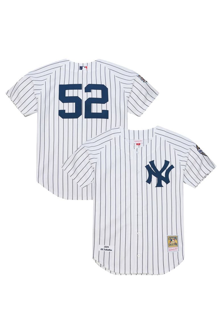 Men's Mitchell & Ness CC Sabathia White New York Yankees 2009 Cooperstown Collection Authentic Jersey, Main, color, White