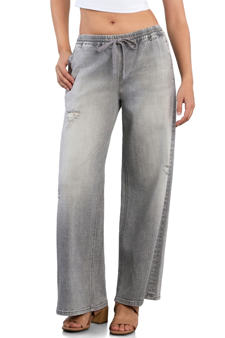 Knotty Drawstring Jeans, Main, color, GREY BLUE
