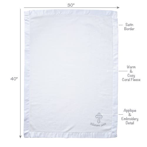 Lambs & Ivy Heaven Sent Baptism/christening Soft Fleece Baby Blanket In White