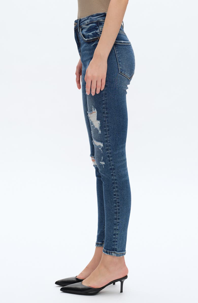 Bayeas Ripped High Waist Ankle Skinny Jeans, Alternate, color, Medium Blue