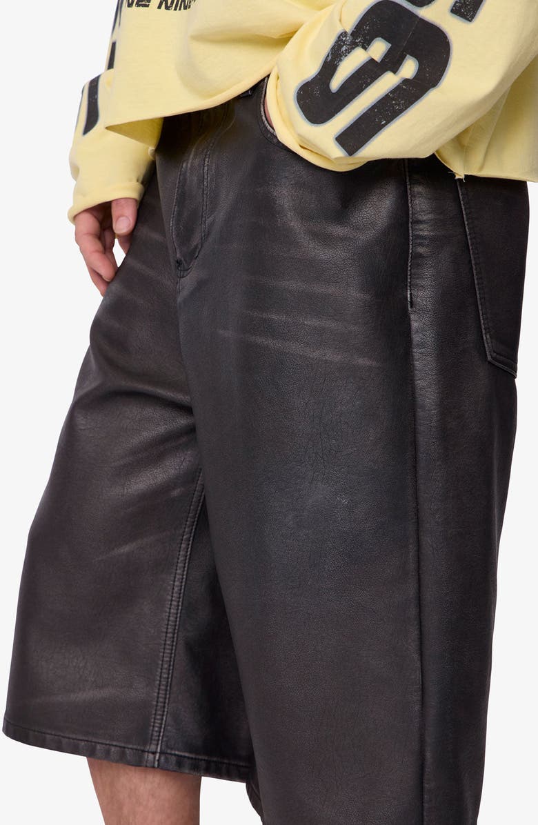 mnml Ultra Baggy Washed Faux Leather Shorts, Alternate, color,