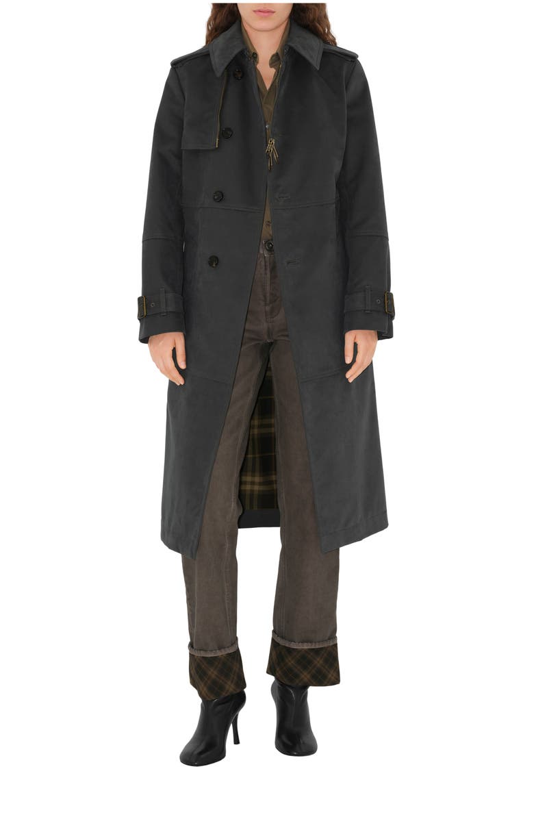 Burberry Long Cotton Nylon Trench Coat, Main, color, 