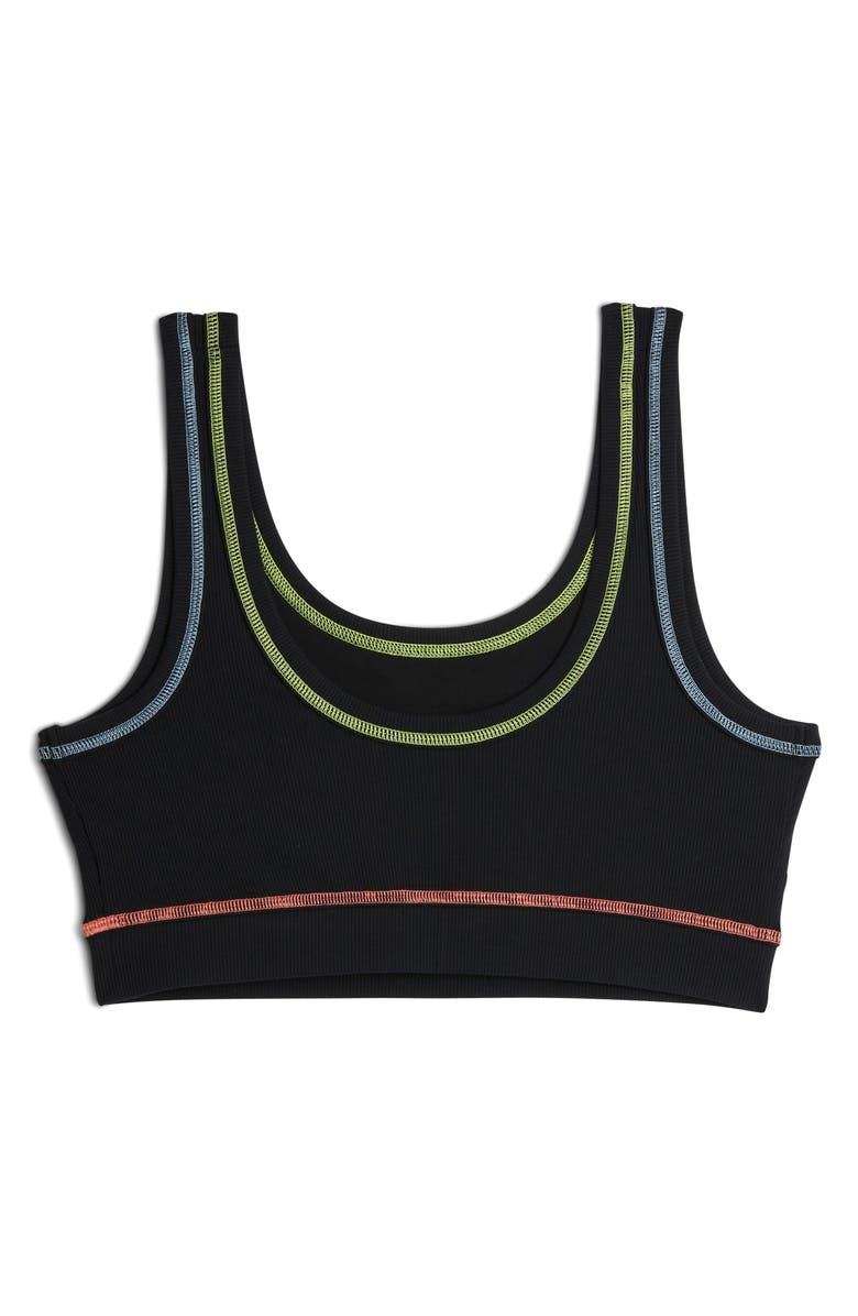 TomboyX Essentials Rib Sports Bra, Alternate, color, Stitched With Love