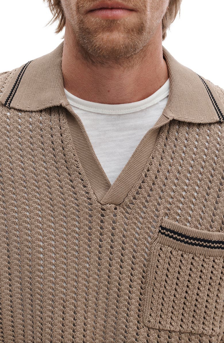 rag & bone Open Stitch Johnny Collar Polo, Alternate, color, Warm Grey