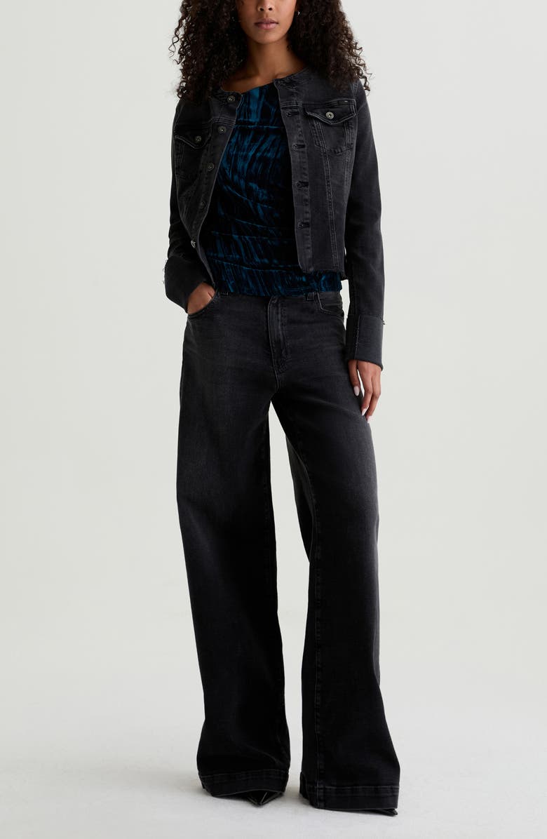 AG Robyn Raw Hem Fitted Denim Crop Jacket, Alternate, color, Nebula