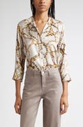 L'AGENCE Dani Chain Print Silk Button-Up Shirt