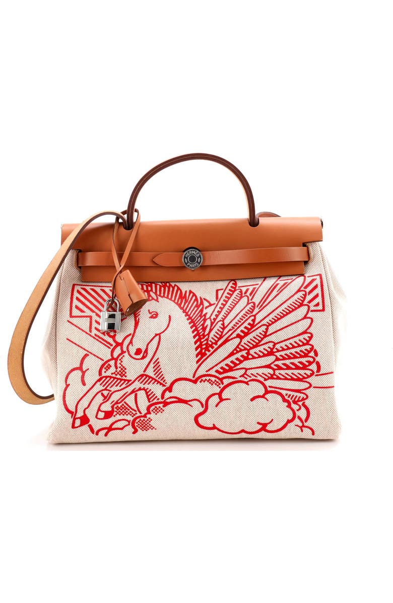 Pre-Owned Hermes Herbag Zip Pegase Pop Toile and Leather 31, Main, color, Gold