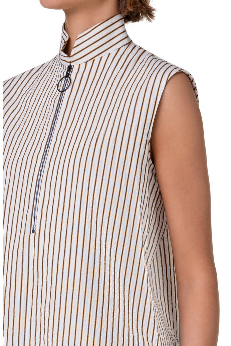 Boxy Stripe Sleeveless Half Zip Top, Alternate, color, CREAM-SUN-BLACK
