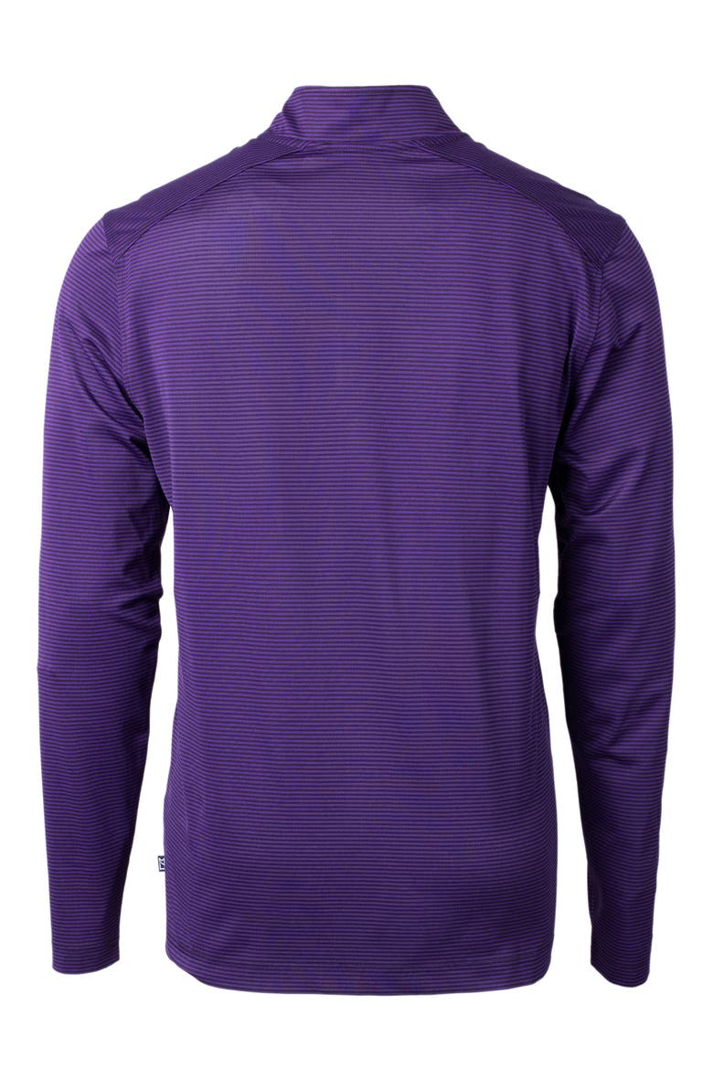 Virtue Micro Stripe Quarter Zip Pullover, Alternate, color, COLLEGE PURPLE/ BLACK