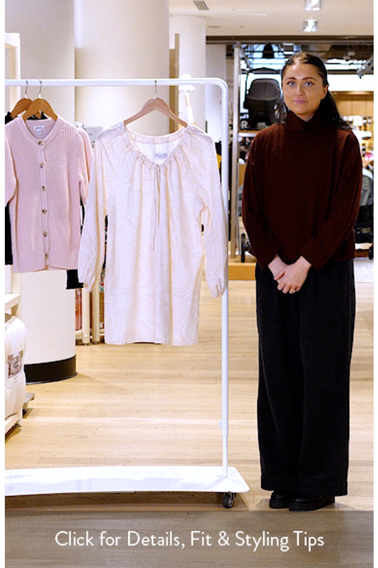 Walker Woodcut Print Long Sleeve Cotton & Linen Minidress video