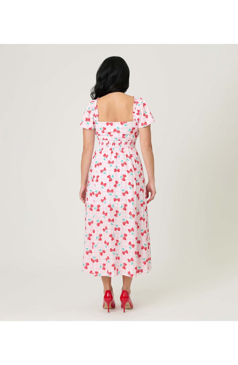 Unique Vintage Sweetheart Midi Dress, Alternate, color, Pink Gingham W/Cherries