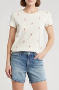 Lucky Brand Flower Embroidered Cotton T-Shirt