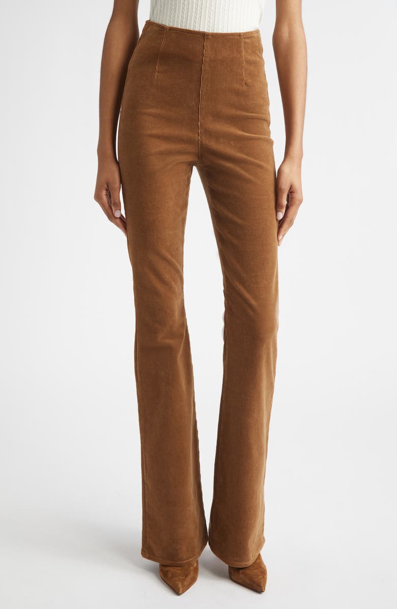 Veronica Beard Beverly Off Duty Pull-On High Waist Skinny Flare Corduroy Pants, Main, color, Deep Ochre