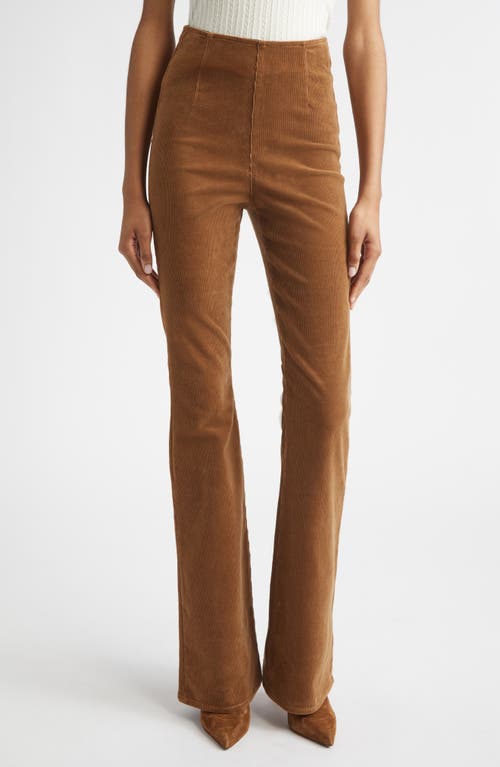 Veronica Beard Beverly Off Duty Pull-on High Waist Skinny Flare Corduroy Pants In Brown
