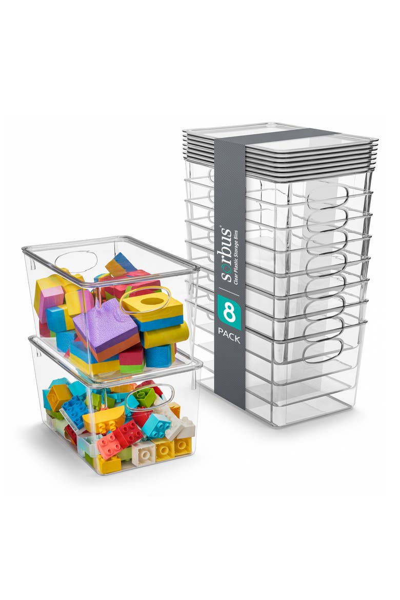 8-Pack Large Toy Organizer Clear Plastic Storage Bins, Main, color, CLEAR