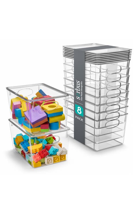 8-Pack Large Toy Organizer Clear Plastic Storage Bins
