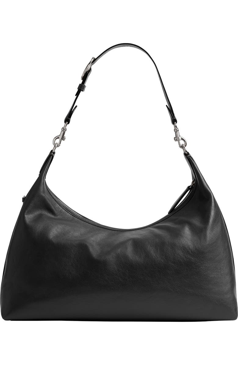 COACH Juliet 38 Glazed Leather Shoulder Bag, Alternate, color, Black