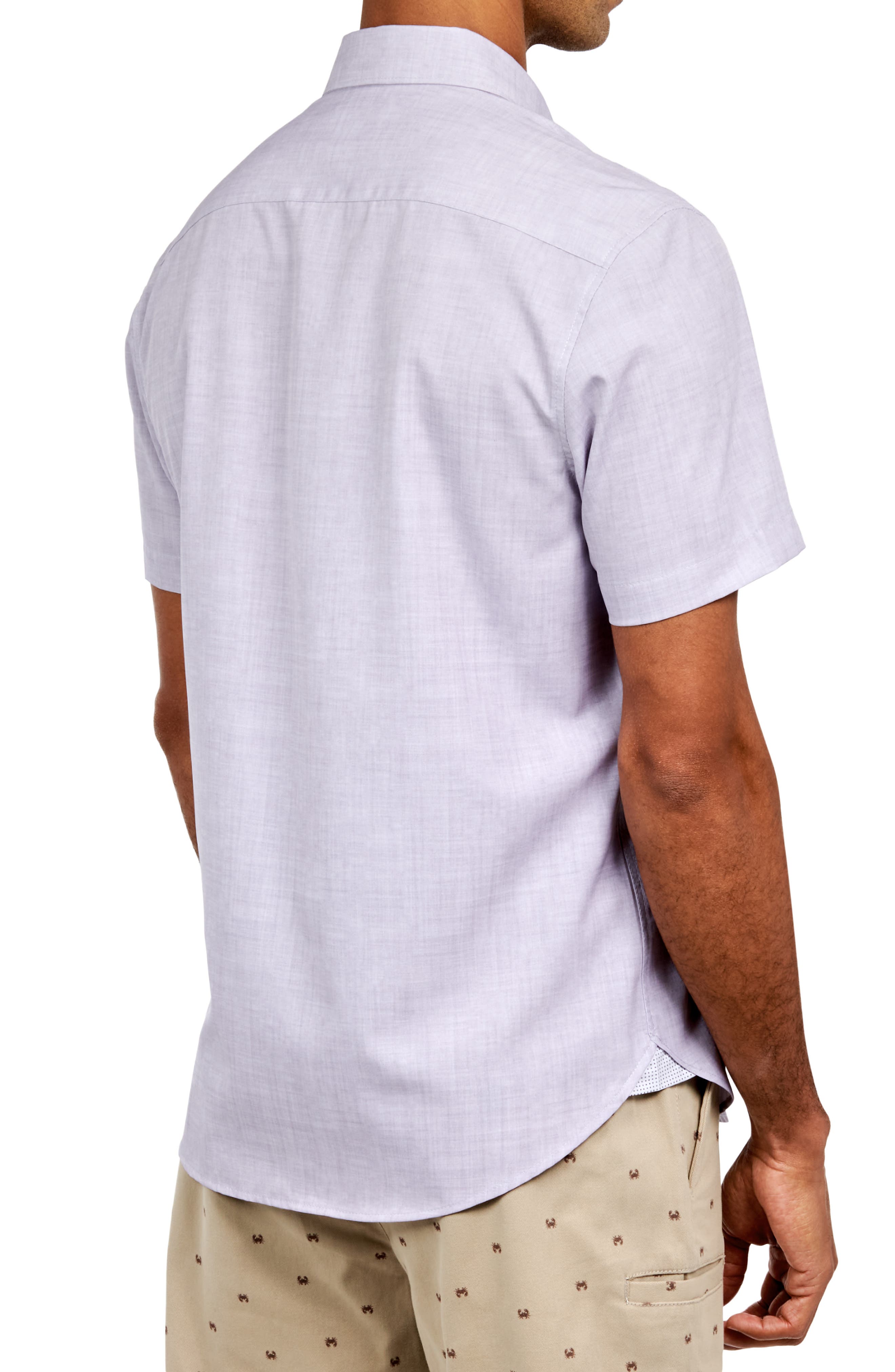 Slim Fit Four-Way Stretch Performance Chambray Short Sleeve Button-Down Shirt - image 2