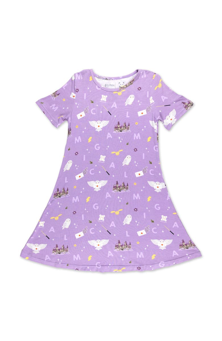 Bellabu Bear Kids' Hedwig's Magical Mail Short Sleeve Dress, Main, color, Hedwig's Magical Mail
