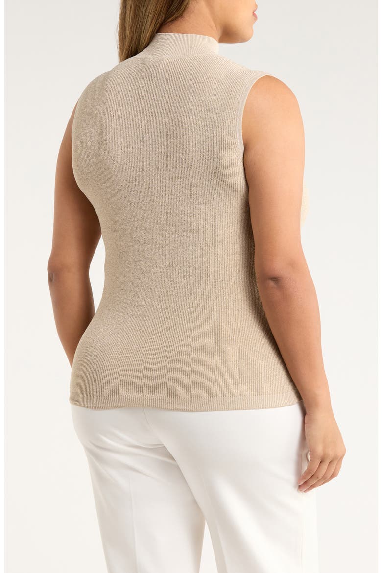 Metallic Mock Neck Sleeveless Sweater, Alternate, color, CHAMPAGNE