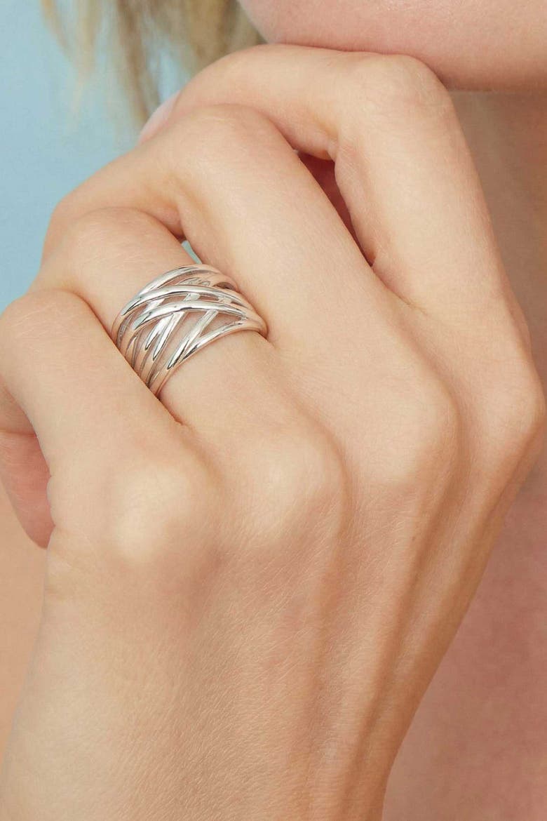 Sterling Silver Lattice Ring, Alternate, color, Silver