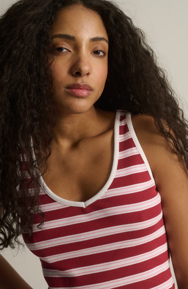 Brooklyn Industries Garnet Rib Stripe Crop Tank, Alternate, color, Garnet Stripe