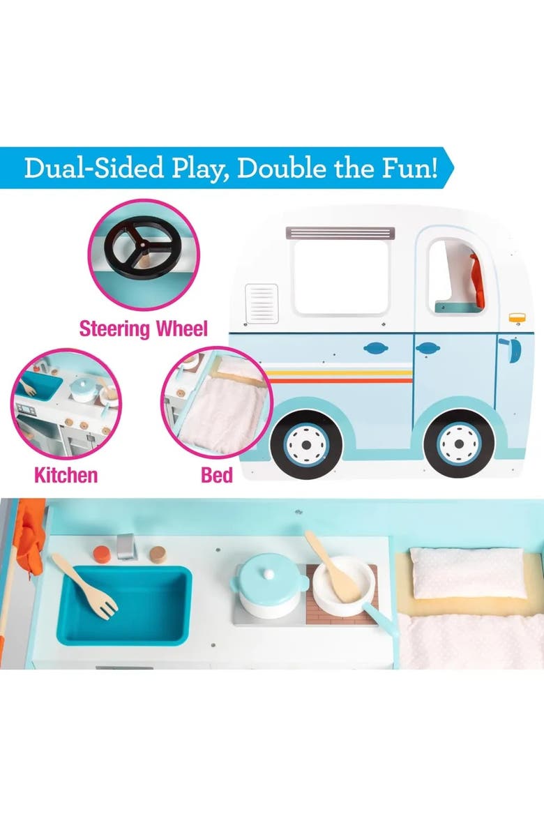 Wooden Play Camper Van Toy Playset, Alternate, color, Blue