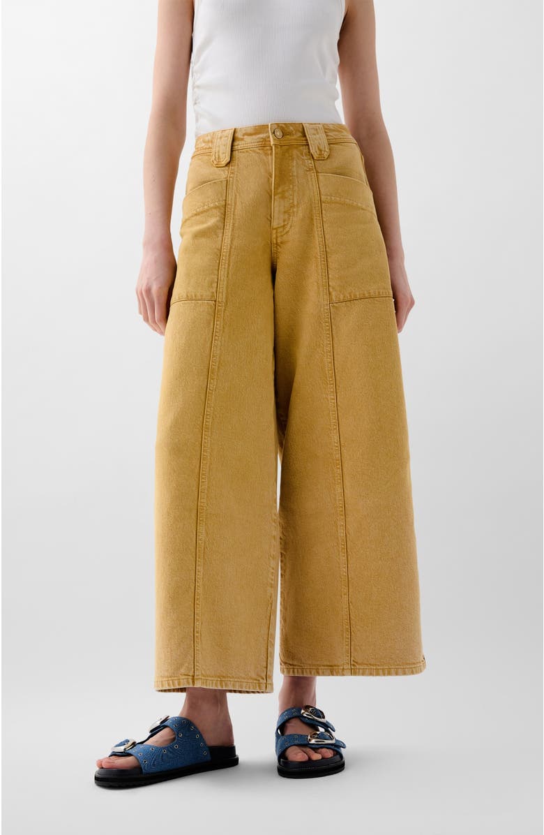 Scalpers Culotte Washed Denim Pant, Main, color, Mustard